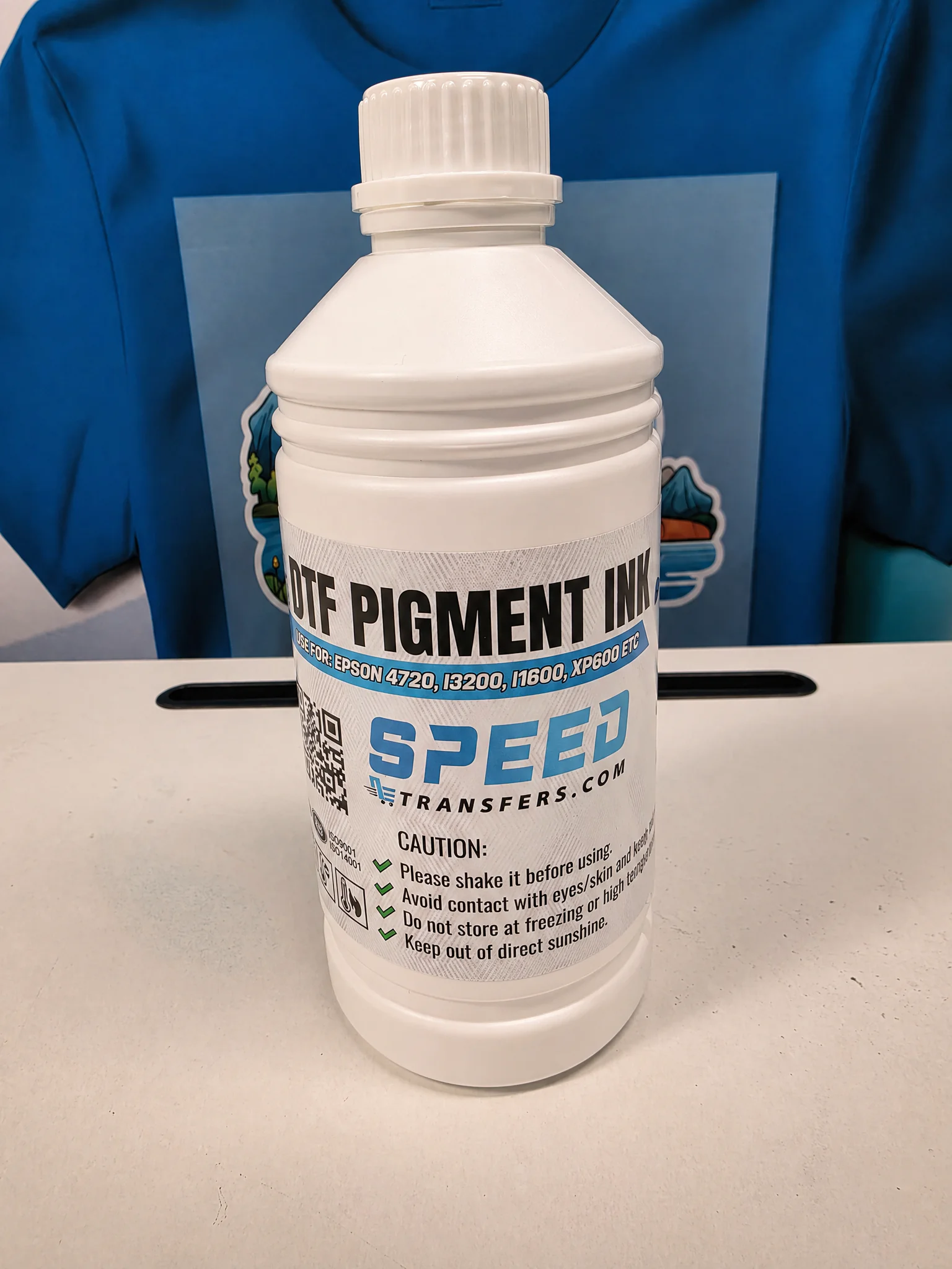 Dtf Pigment Ink (White) 2 DTF pigment ink bottle back label with specifications and instructions in Austin TX