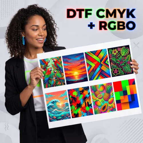 High Color Accuracy DTF Printing CMYK RGBO film sheet displaying precise vibrant colors