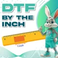 DTF By The Inch custom transfer pricing illustration with ruler measurement graphic