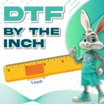 DTF By The Inch custom transfer pricing illustration with ruler measurement graphic