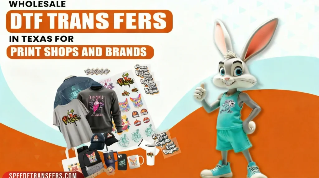 Custom DTF transfers ready to press being printed for high-quality custom apparel production