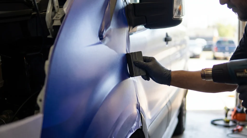 Fleet Wraps Austin 3 Custom vehicle wraps Austin TX close-up showing professional vinyl wrap installation by SpeedETransfers for commercial vehicle wraps Austin.