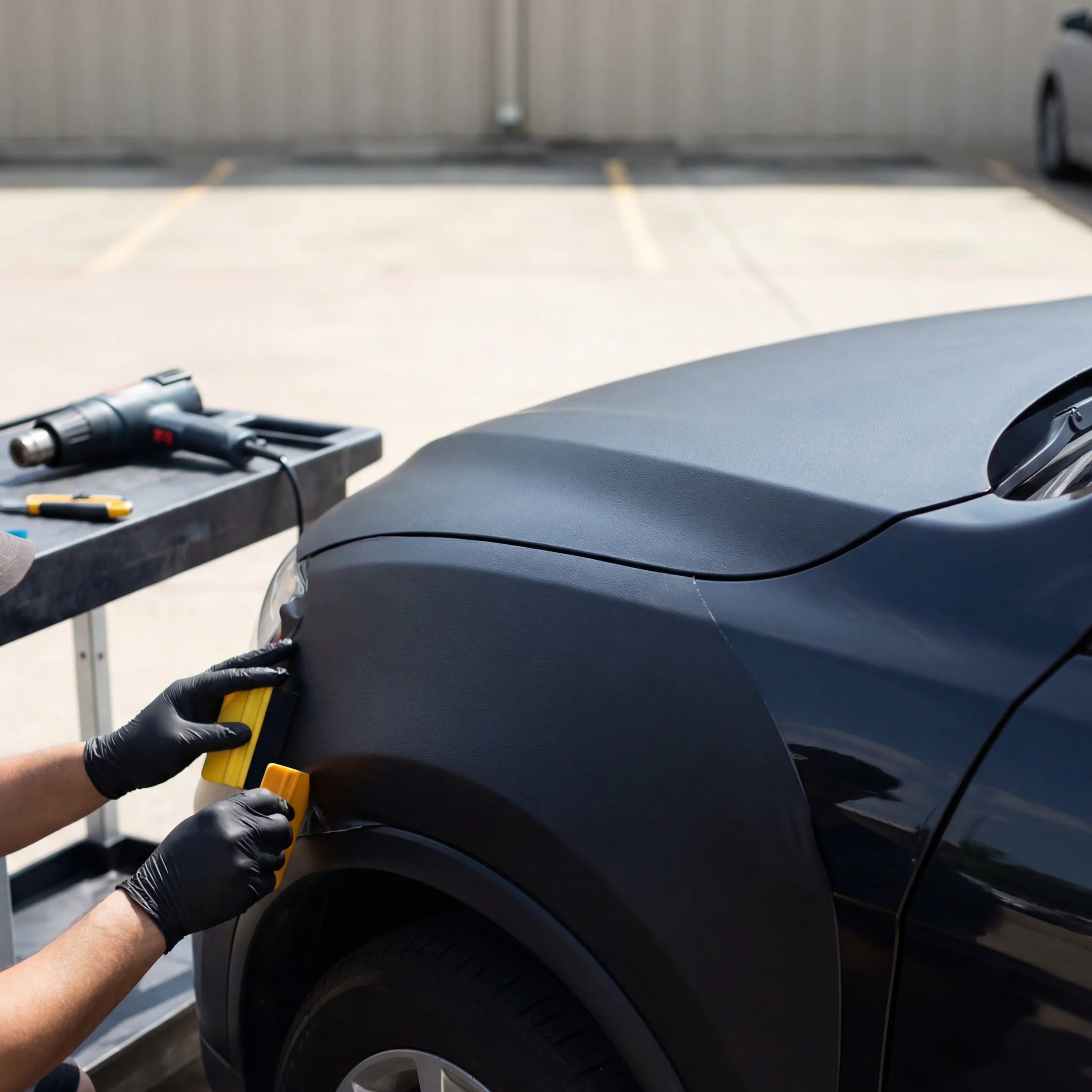 Fleet Wraps Austin 6 Expert technician installing commercial vehicle wraps Austin TX on a fleet services van. SpeedE Transfers provides custom vehicle wraps Austin designed to enhance brand visibility, protect vehicle paint, and create a professional business image.