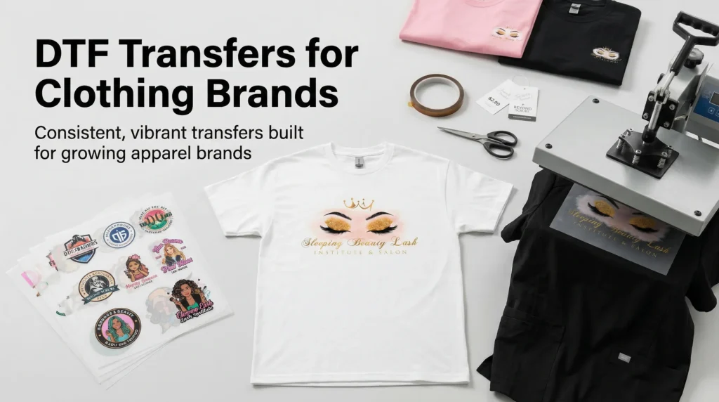 DTF transfer heat pressing for a clothing brand