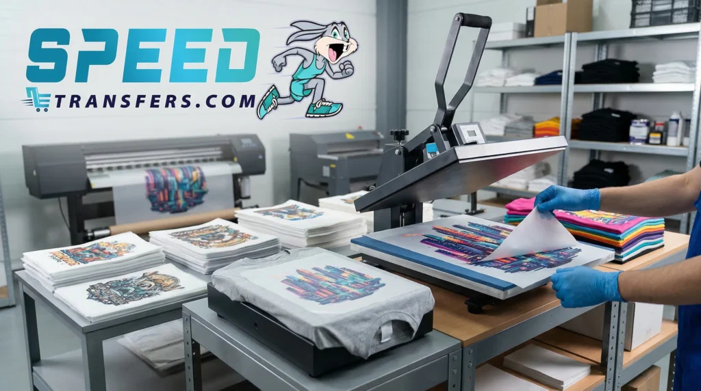 DTF transfers for print shops using professional heat press printing