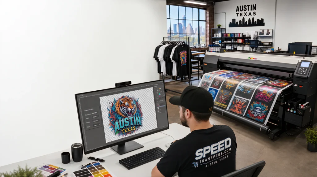 Dtf Artwork Requirements (300 Dpi Guide) 1 DTF artwork requirements setup with 300 DPI gang sheet printing at SpeedE Transfers