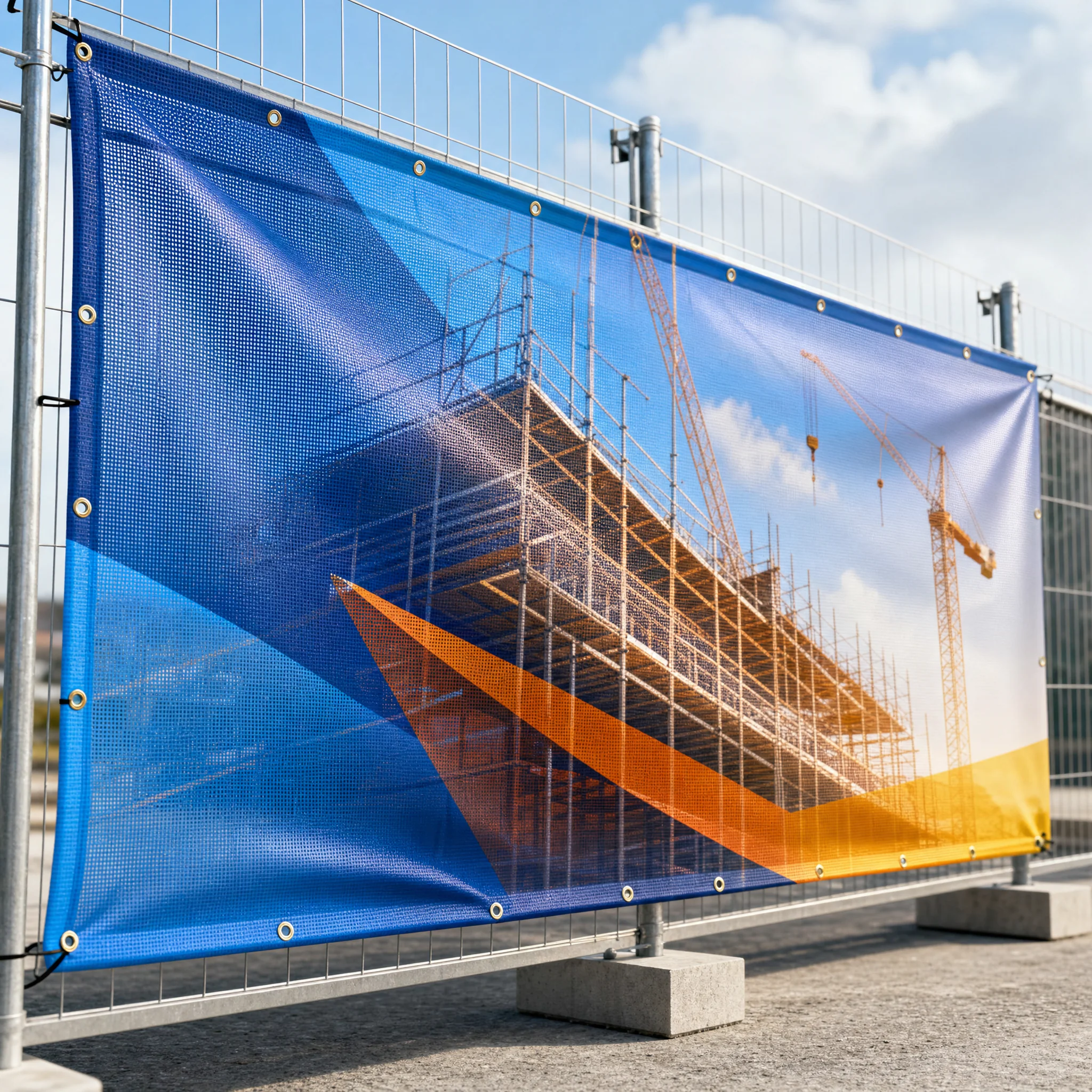 Mesh banner printing for construction fence
