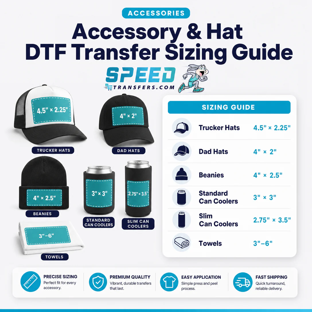 Dtf Shirt Sizing Guide 3 Accessory DTF transfer sizing guide for hats, towels, can coolers, and beanies