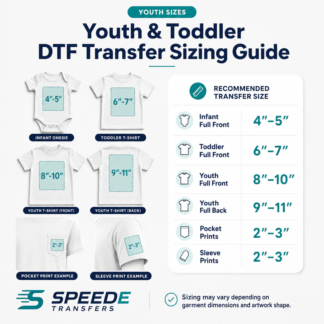 Dtf Shirt Sizing Guide 2 Youth DTF transfer sizing guide for infant, toddler, and youth apparel