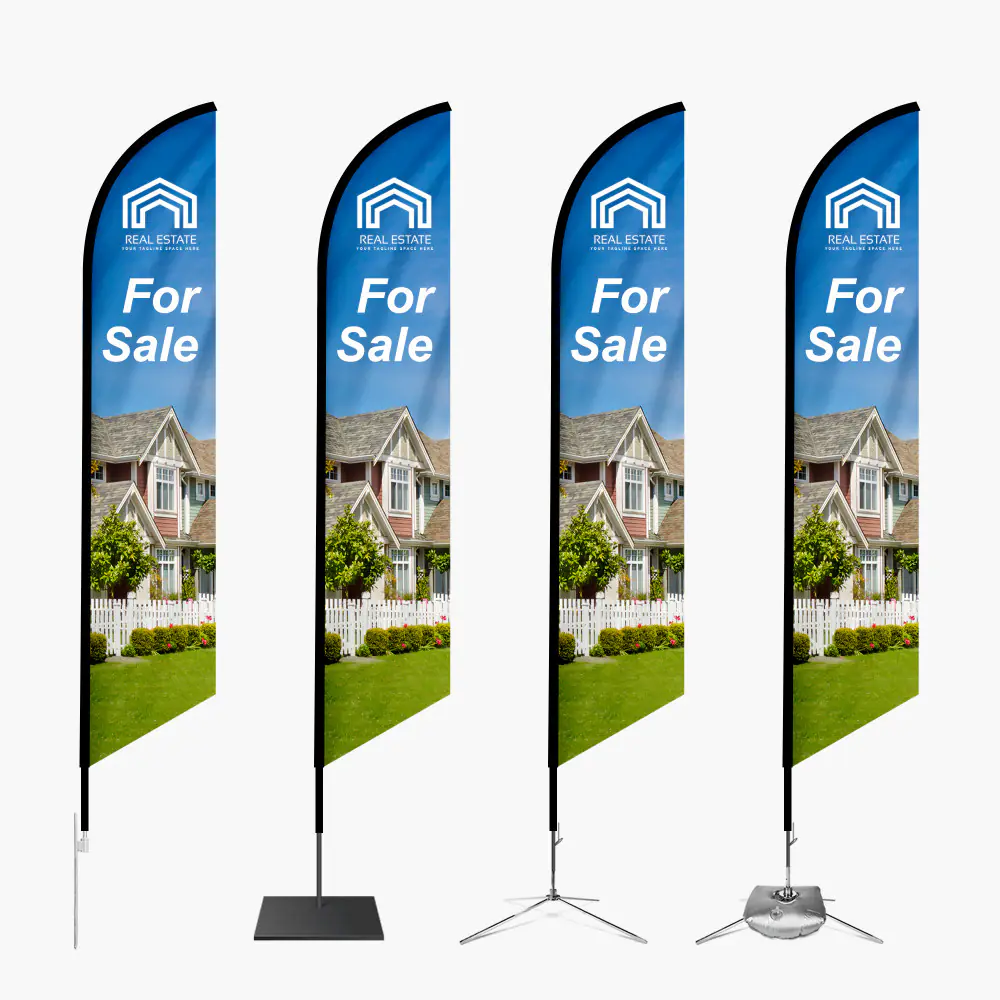 Feather angled flag kit with pole and base