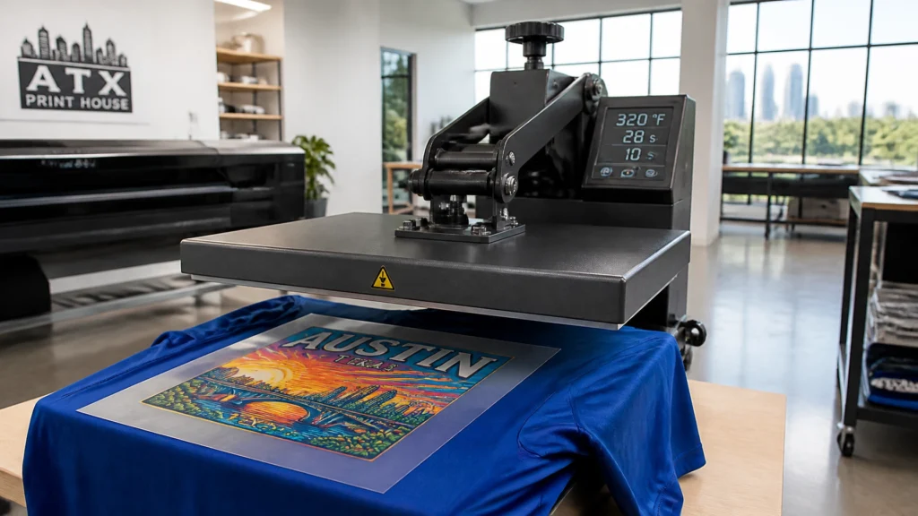 Can You Use Dtf Transfers On Polyester? The Complete 2026 Guide To Flawless Results 3 Applying DTF transfers on polyester using a heat press